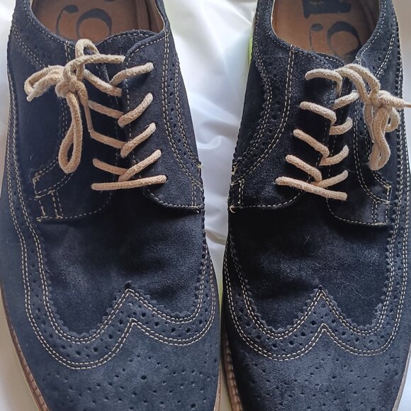 1901 mens shoes black wingtip brogues contrast stitching 12 green soles suede main image 10